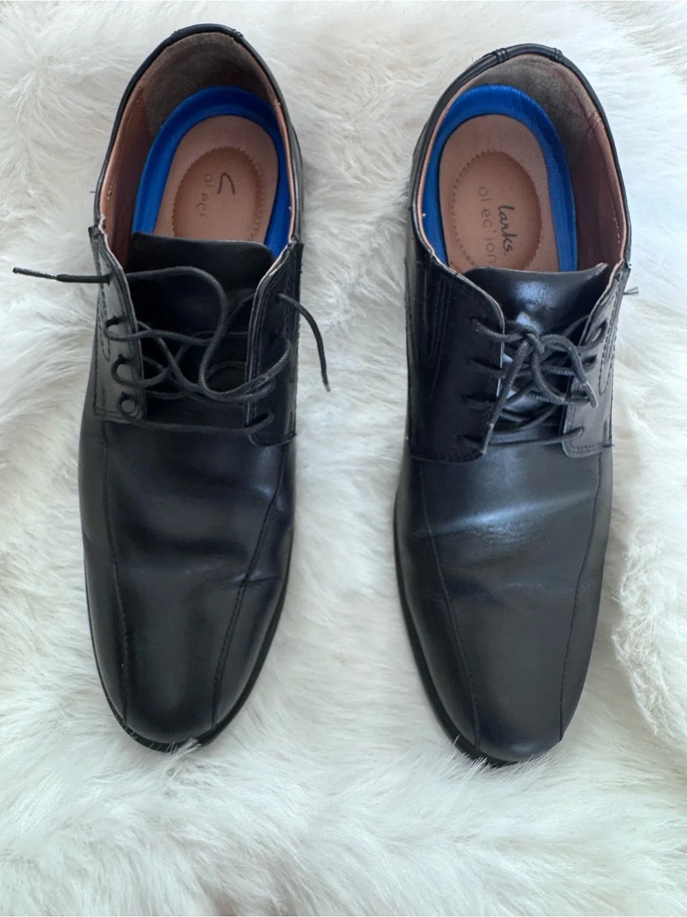 Clarks Black Leather Lace-Up Oxford Dress Shoes